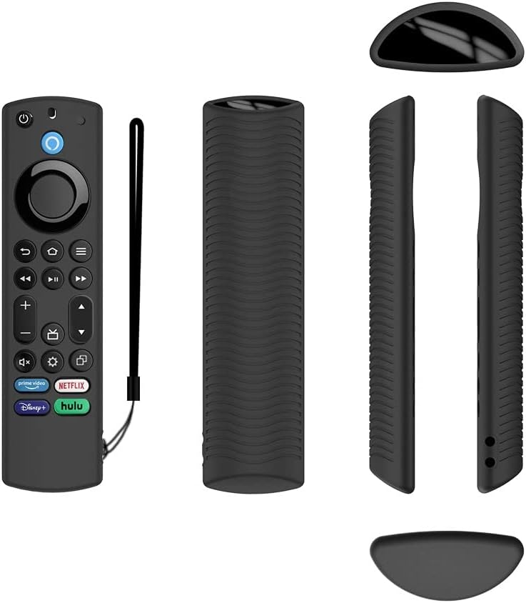 FiiMan Voice Remote Cover, Silicone Remote Case Compatible with Insignia Firetv Omni Series or TV 4-Series, Lightweight Anti Slip Shockproof Remote Cover Case with Lanyard (Black) - Image 1